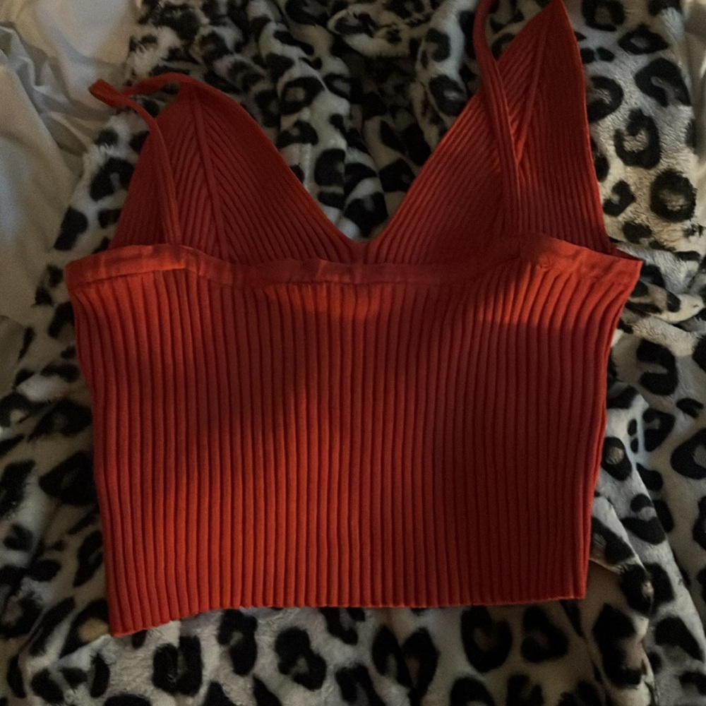 Women's Red Ribbed Top - Picture 3 of 3